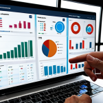**A person analyzing a dashboard filled with social media data, charts showing sentiment analysis, and emerging trends.** (Focus on the concept of identifying trends and opportunities through data analysis)